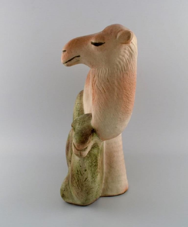 Swedish Lisa Larson for Gustavsberg, Colossal and Rare Sculpture, Two Dromedaries, 1990s For Sale