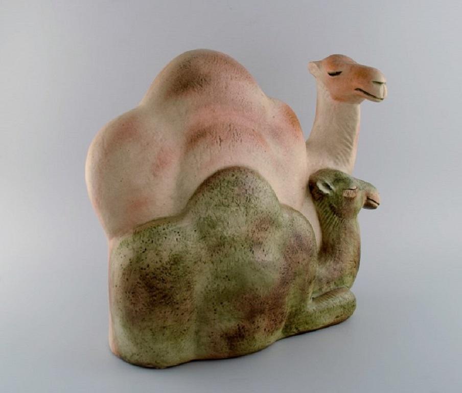 Late 20th Century Lisa Larson for Gustavsberg, Colossal and Rare Sculpture, Two Dromedaries, 1990s For Sale