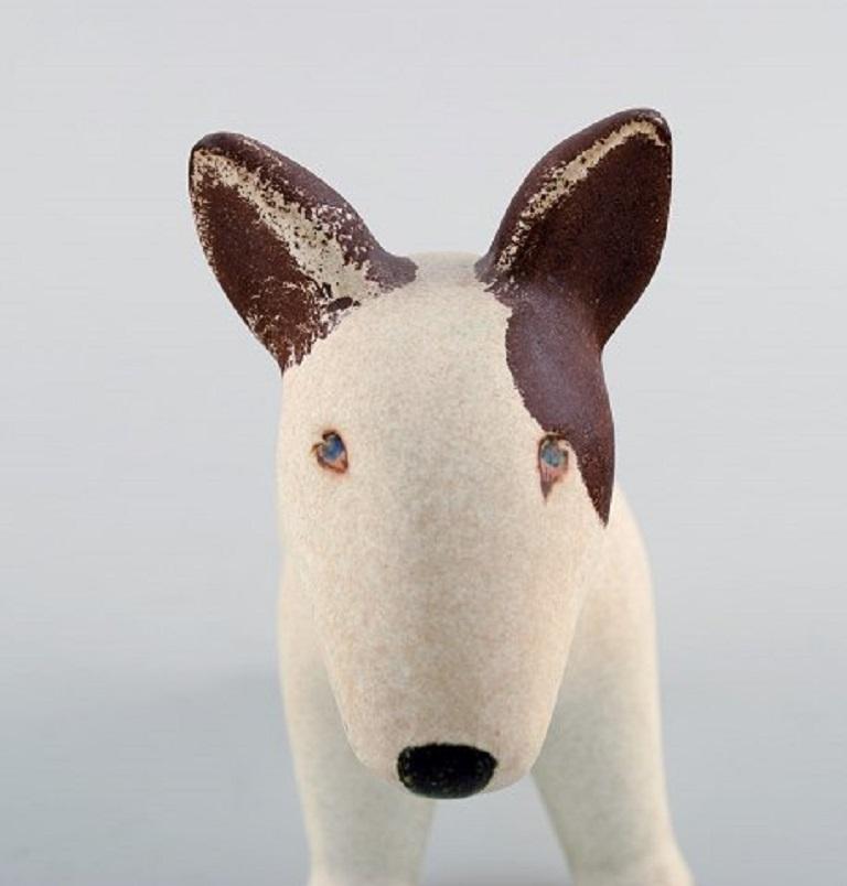 Scandinavian Modern Lisa Larson for Gustavsberg, English Bull Terrier in Glazed Stoneware, 1970s