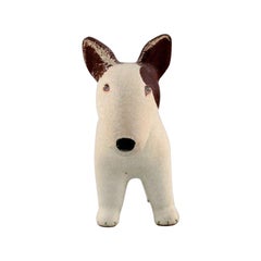 Vintage Lisa Larson for Gustavsberg, English Bull Terrier in Glazed Stoneware, 1970s