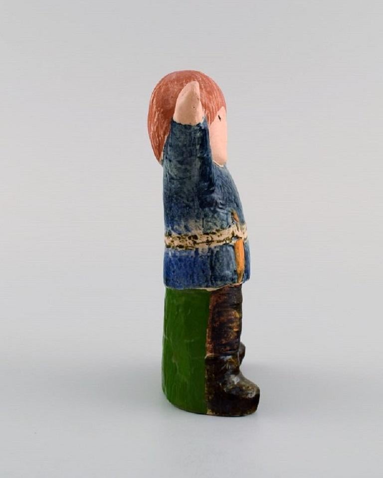 Swedish Lisa Larson for Gustavsberg, Figure in Glazed Stoneware, Emil from Lønneberg For Sale