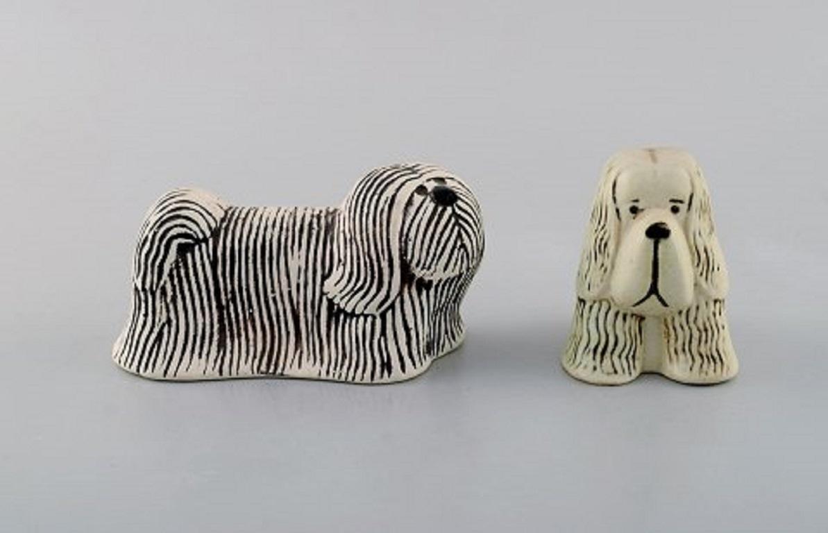 Swedish Lisa Larson for Gustavsberg, Five Dogs in Glazed Ceramics, 1970s