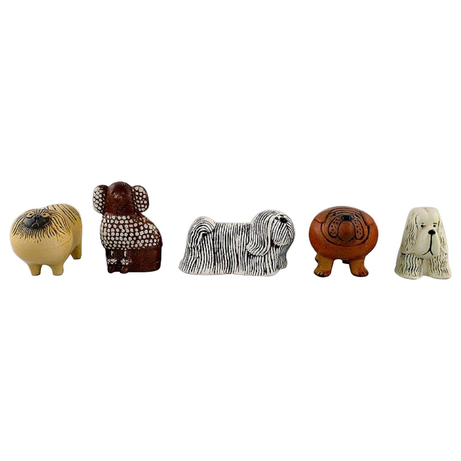 Lisa Larson for Gustavsberg, Five Dogs in Glazed Ceramics, 1970s