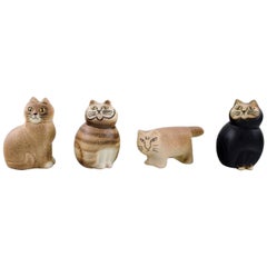 Lisa Larson for Gustavsberg, Four Cats in Glazed Ceramics, 1970s