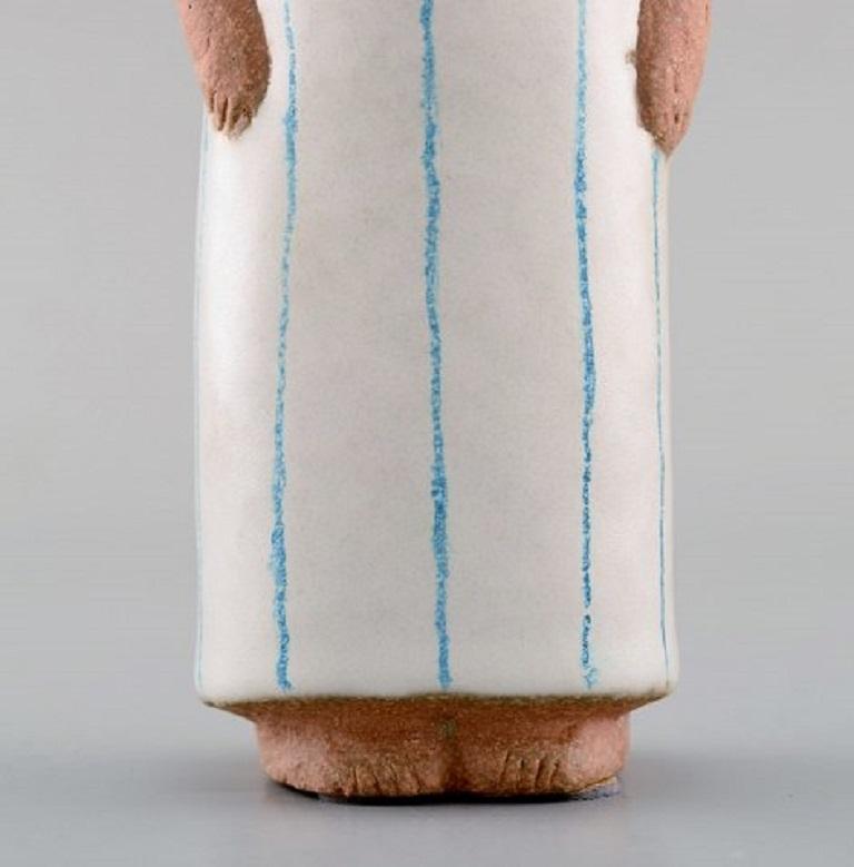 Scandinavian Modern Lisa Larson for Gustavsberg, Girl in Glazed Ceramics, Dated 1993 For Sale