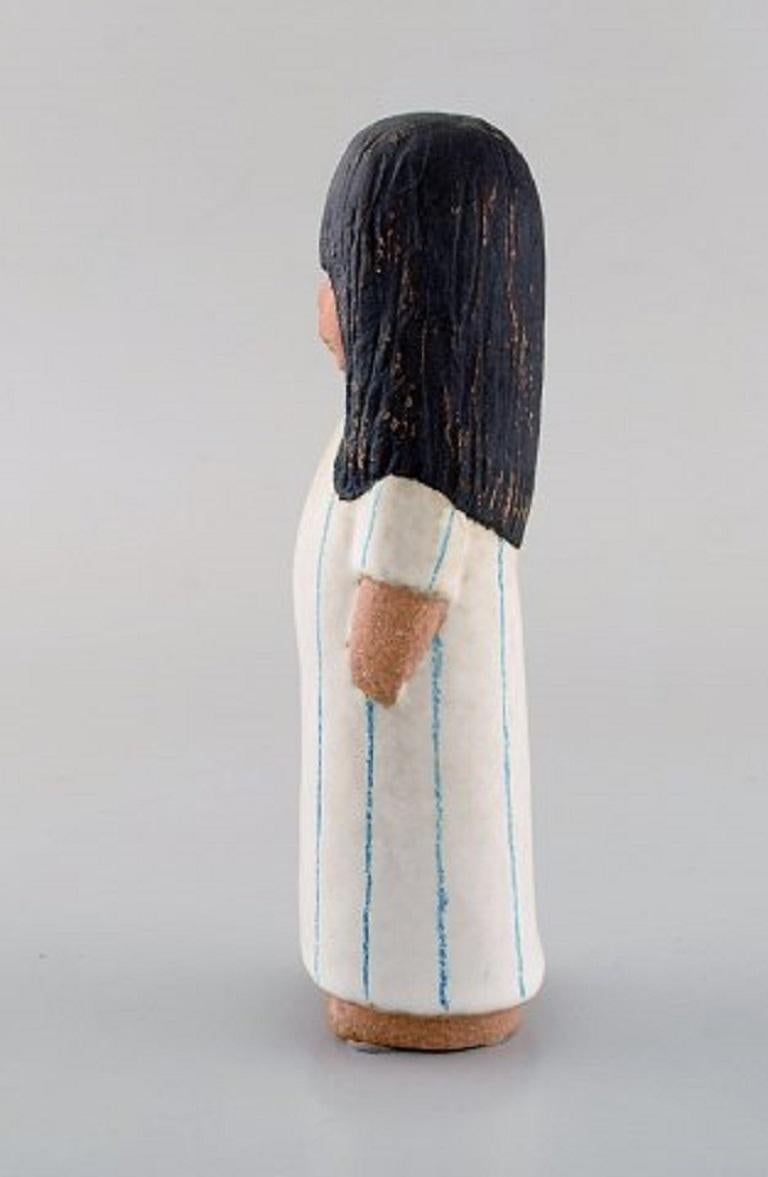 Swedish Lisa Larson for Gustavsberg, Girl in Glazed Ceramics, Dated 1993 For Sale