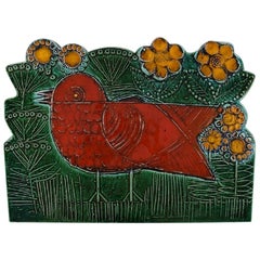 Lisa Larson for Gustavsberg, Large and Rare Wall Decoration, Red Bird