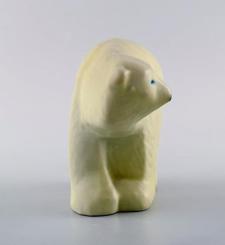 Scandinavian Modern Lisa Larson for Gustavsberg, Polar Bear in Glazed Stoneware