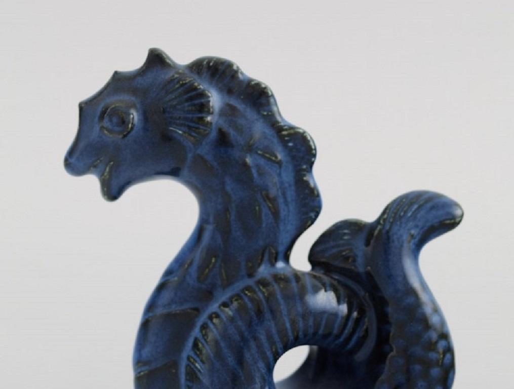 Lisa Larson for Gustavsberg. Rare figure in glazed ceramics. Sea horse. 
Dated 1993.
Measures: 10.5 x 9.5 cm.
In excellent condition.
Signed and dated.