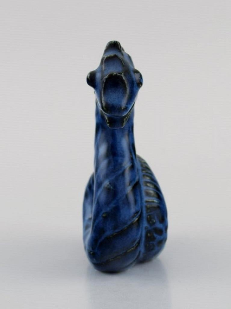 Scandinavian Modern Lisa Larson for Gustavsberg, Rare Figure in Glazed Ceramics, Sea Horse