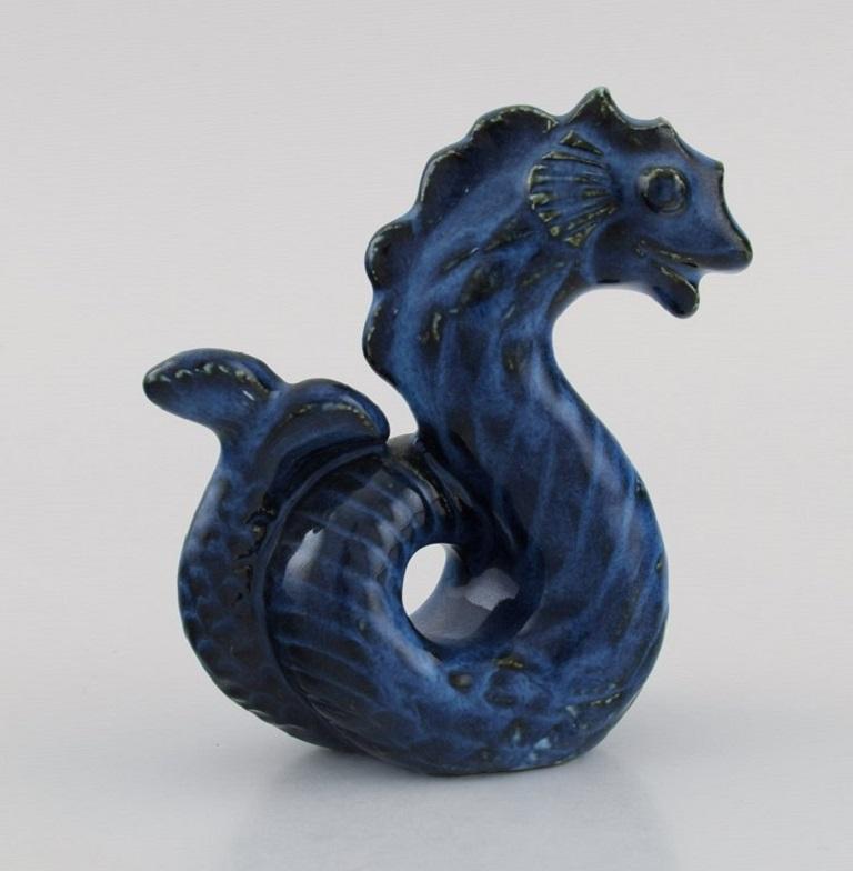 Swedish Lisa Larson for Gustavsberg, Rare Figure in Glazed Ceramics, Sea Horse