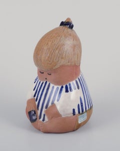 Lisa Larson for Gustavsberg. Rare "Johanna" figurine in glazed ceramic.