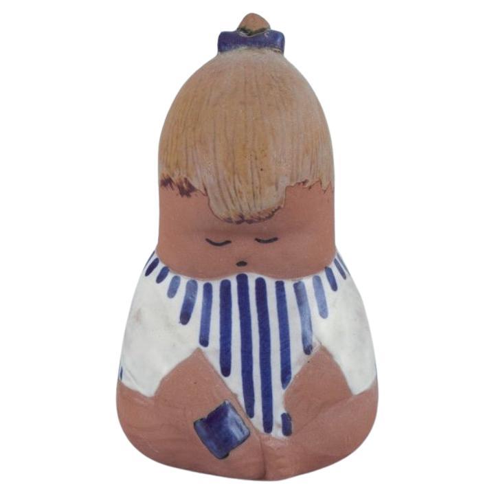 Lisa Larson for Gustavsberg. Rare "Johanna" figurine in glazed ceramics. For Sale