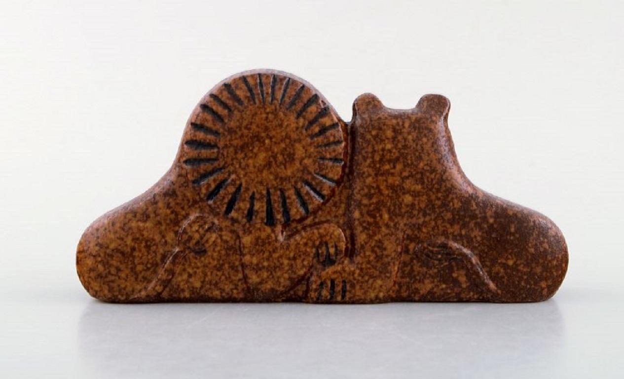 Lisa Larson für Gustavsberg, Seltenes Löwenpaar aus glasiertem Steingut, 1970er Jahre (Skandinavische Moderne) im Angebot