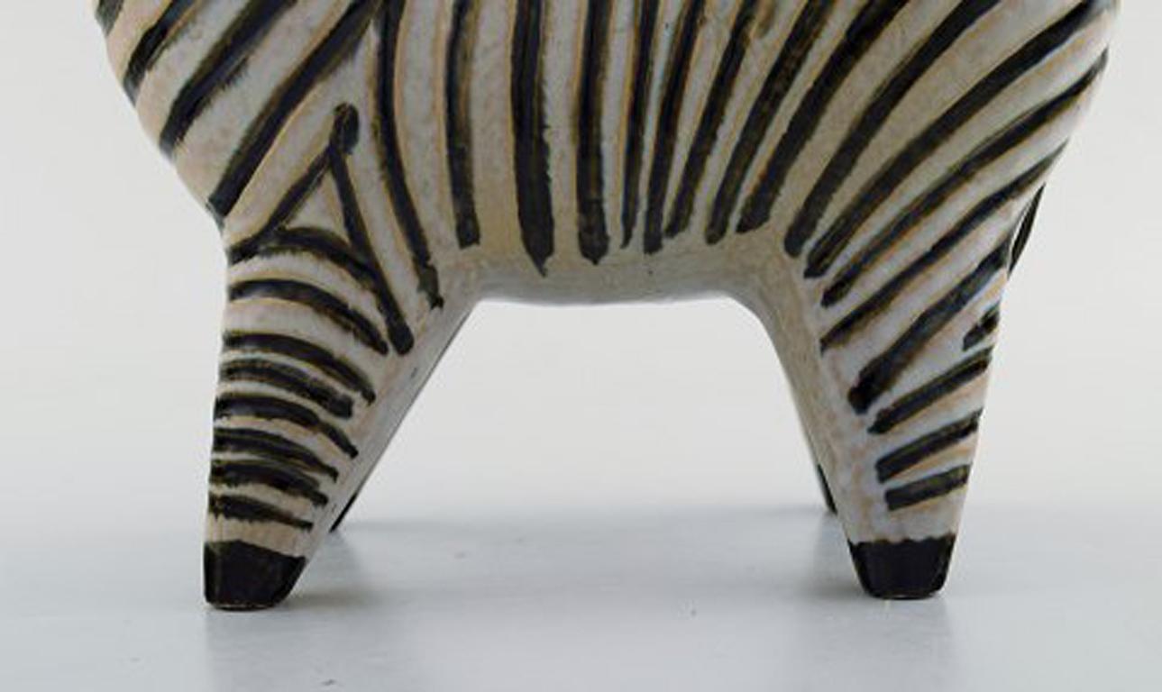 Scandinavian Modern Lisa Larson for Gustavsberg, Rare Zebra in Ceramics