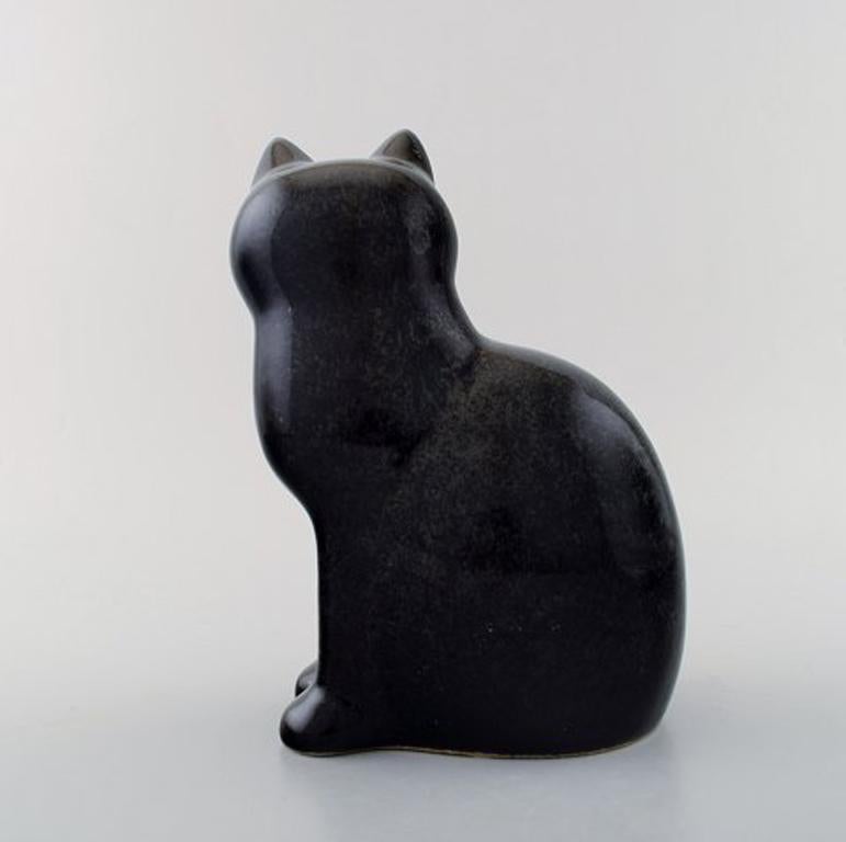 Danish Lisa Larson for Gustavsberg, Stoneware Figure of Black Sitting Cat