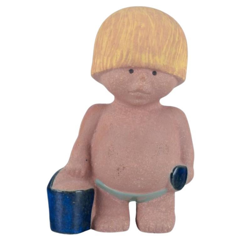Lisa Larson for Gustavsberg. Stoneware figurine. "Children of the World" series For Sale