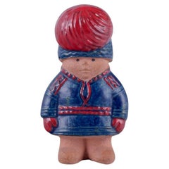 Lisa Larson for Gustavsberg. Stoneware figurine of a boy. "Nils"
