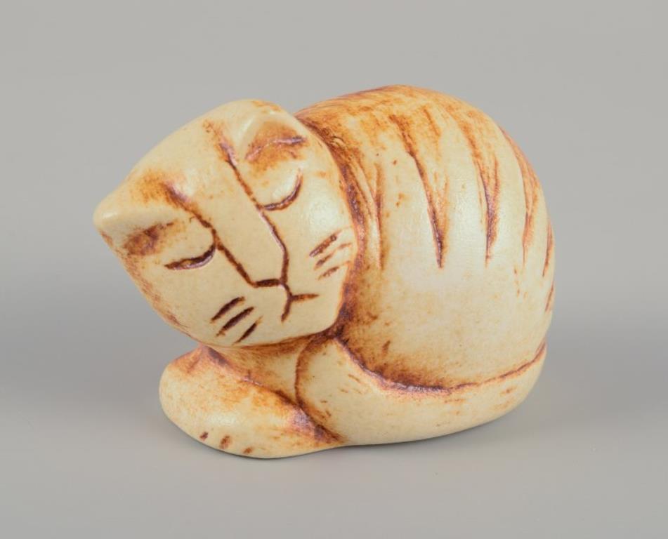 Scandinavian Modern Lisa Larson for Gustavsberg, Sweden. Cat in glazed ceramic. Late 20th C.