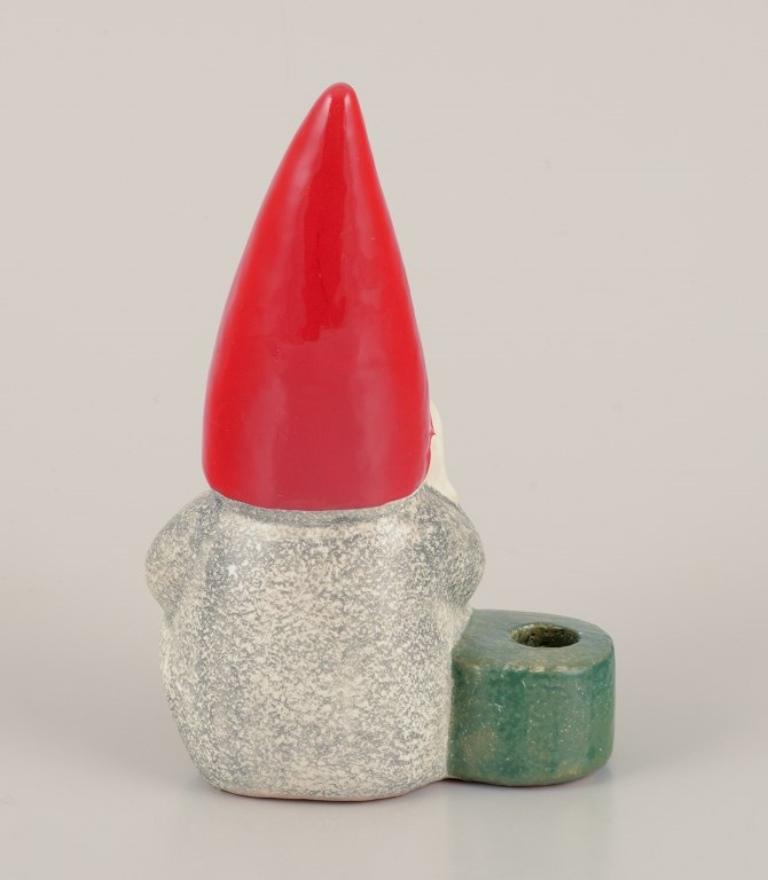 Swedish Lisa Larson for Gustavsberg, Sweden. Ceramic candlestick. Sitting elf. 20th C. For Sale