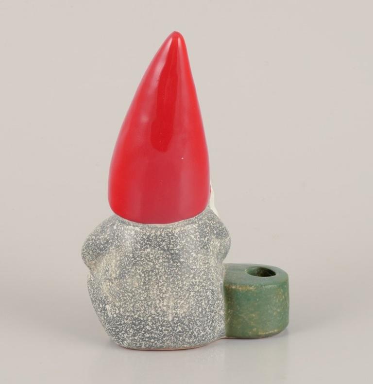 Swedish Lisa Larson for Gustavsberg, Sweden. Ceramic candlestick. Sitting elf. For Sale