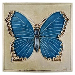 Lisa Larson for Gustavsberg, Wall Plaque in Glazed Ceramics with Butterfly