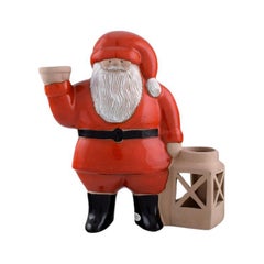 Lisa Larson for Jie, Large Rare Santa Claus in Glazed Ceramics with Lantern