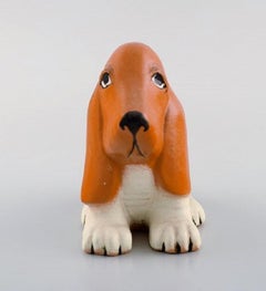 Lisa Larson for K-Studion / Gustavsberg, Basset Hound in Glazed Ceramics