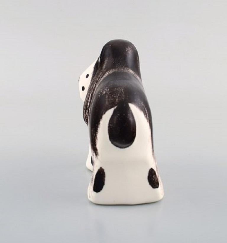 Swedish Lisa Larson for K-Studion / Gustavsberg, Basset Hound in Glazed Ceramics