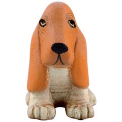 Vintage Lisa Larson for K-Studion / Gustavsberg, Basset Hound in Glazed Ceramics