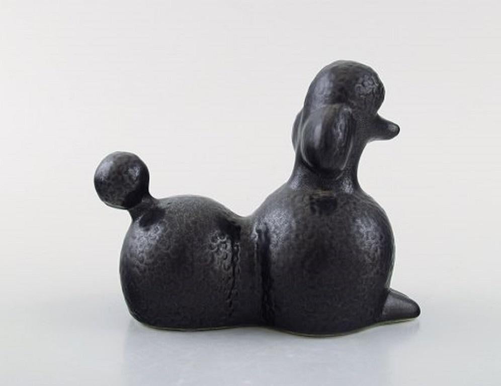 Scandinavian Modern Lisa Larson for K-Studion / Gustavsberg, Black Poodle in Glazed Ceramics