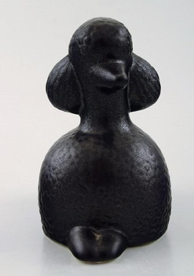 Lisa Larson for K-Studion / Gustavsberg, Black Poodle in Glazed Ceramics In Good Condition In Copenhagen, DK