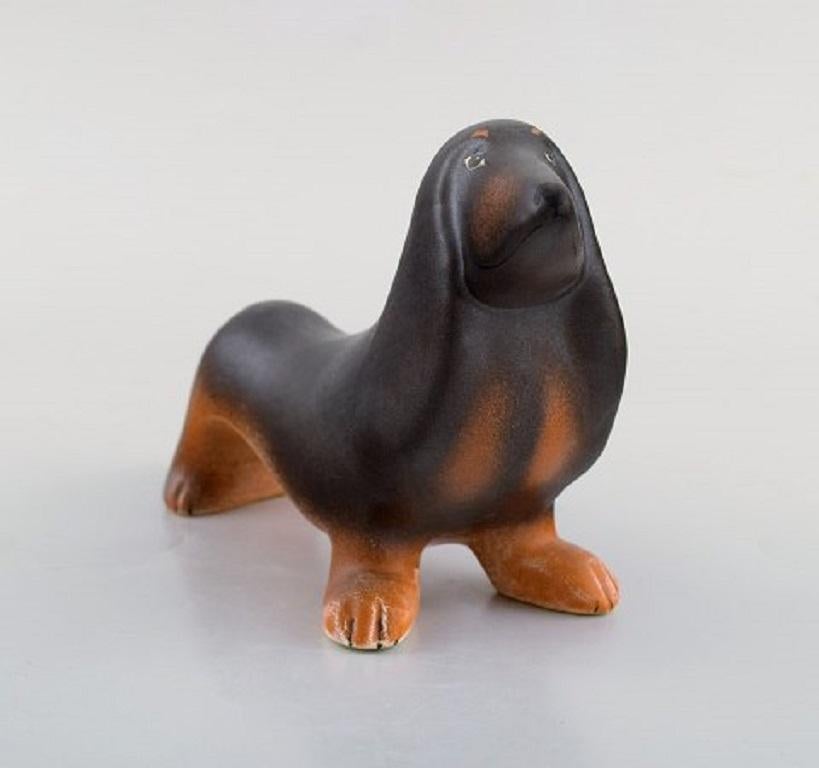 Scandinavian Modern Lisa Larson for K-Studion/Gustavsberg, Dog in Glazed Ceramics, Late 20th Century