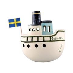 Lisa Larson for the K-Studio, Rare Figure, Ship in Glazed Ceramics, 1980s