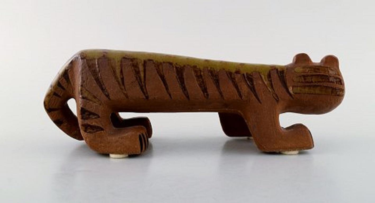 Scandinavian Modern Lisa Larson Gustavsberg Large Tiger/Cat in Ceramics, Stamped, 1960s-1970s