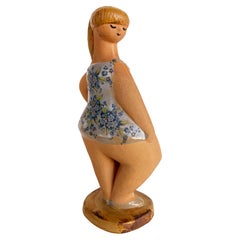 Lisa Larson Gustavsberg Schweden "Dora" Figur aus emailliertem Steingut 1970er Jahre