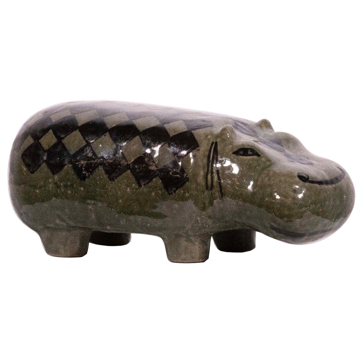 Lisa Larson Hippo Stora Zoo Ceramic Figurine Modern Sculpture Gustavsberg 1958