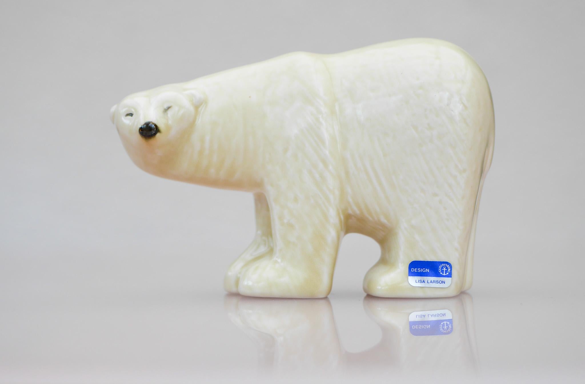 Lisa Larson Eisbär Lilla Zoo Serie glasiertes Steingut von Gustavsberg Schweden. im Angebot 5