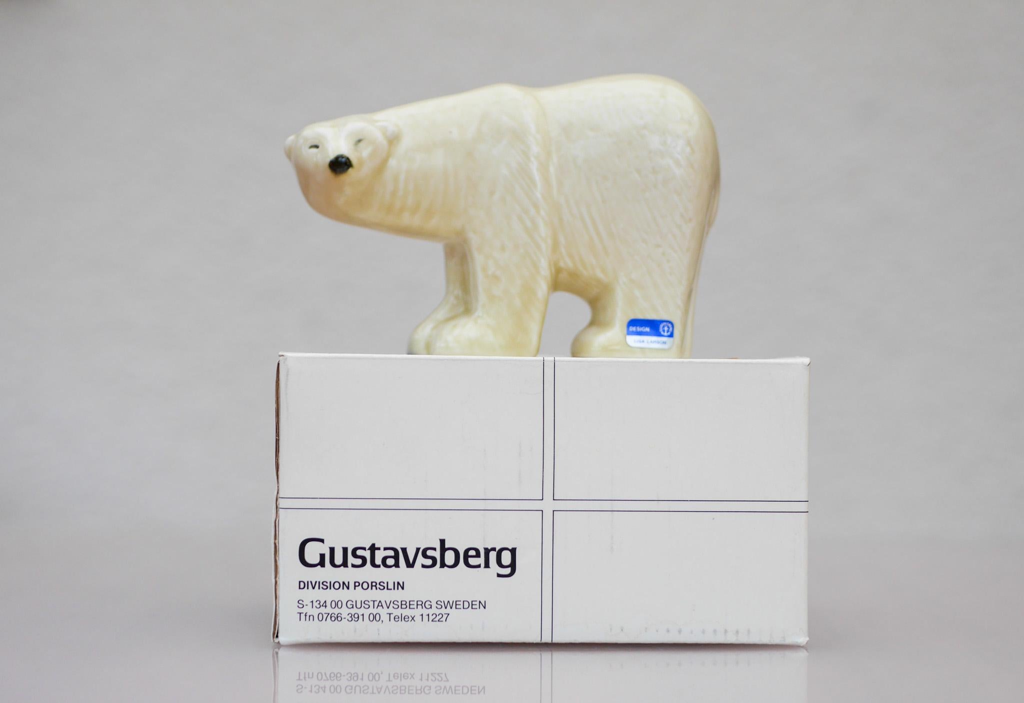 Lisa Larson Eisbär Lilla Zoo Serie glasiertes Steingut von Gustavsberg Schweden. (Glasiert) im Angebot