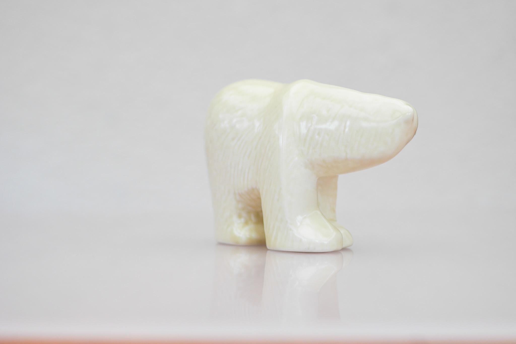 Lisa Larson Eisbär Lilla Zoo Serie glasiertes Steingut von Gustavsberg Schweden. im Angebot 1