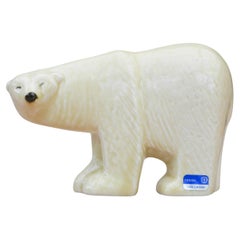 Lisa Larson Polar Bear Lilla Zoo series glazed stoneware by Gustavsberg Sweden.