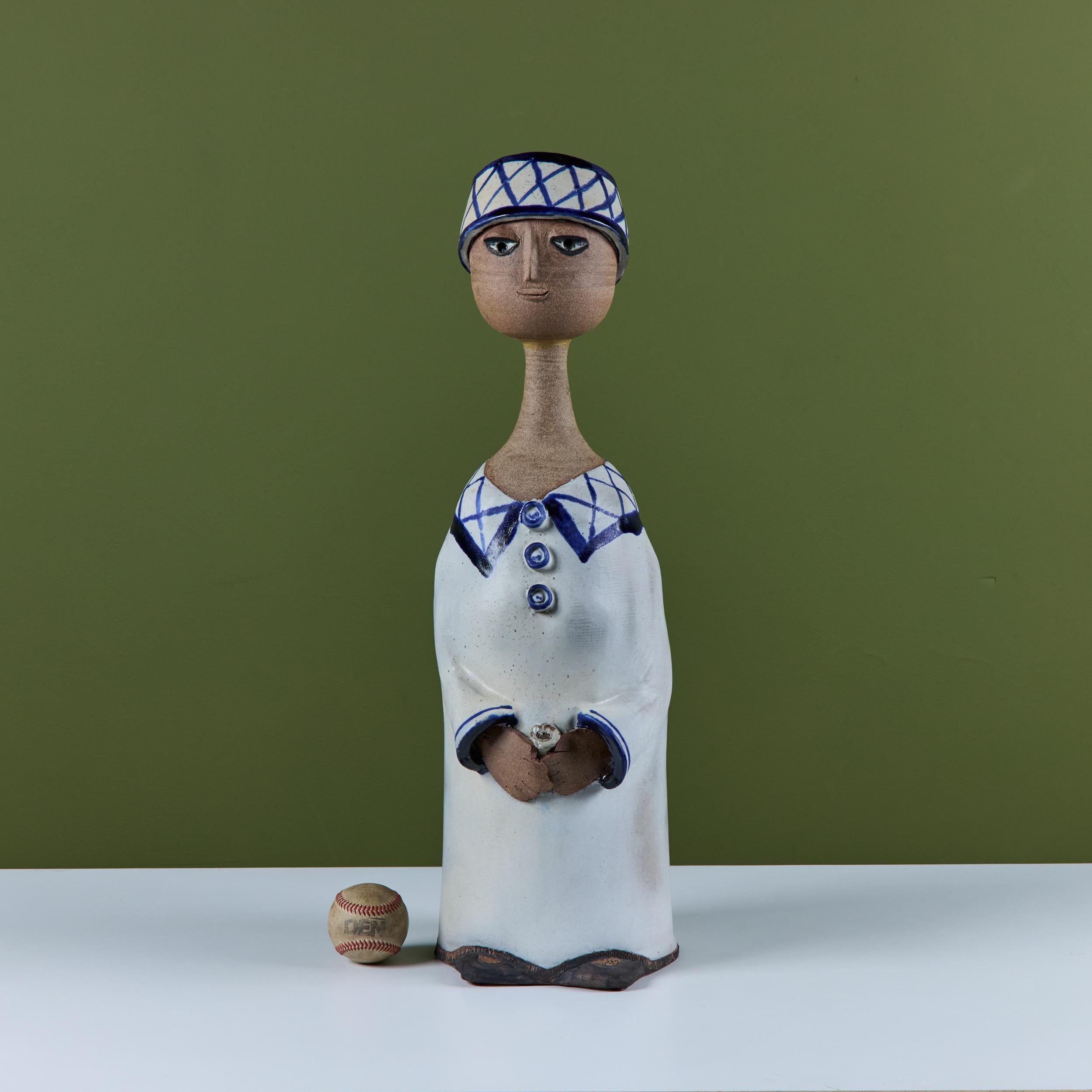 Mid-Century Modern Lisa Larson Style Ceramic Figure of a Boy For Sale