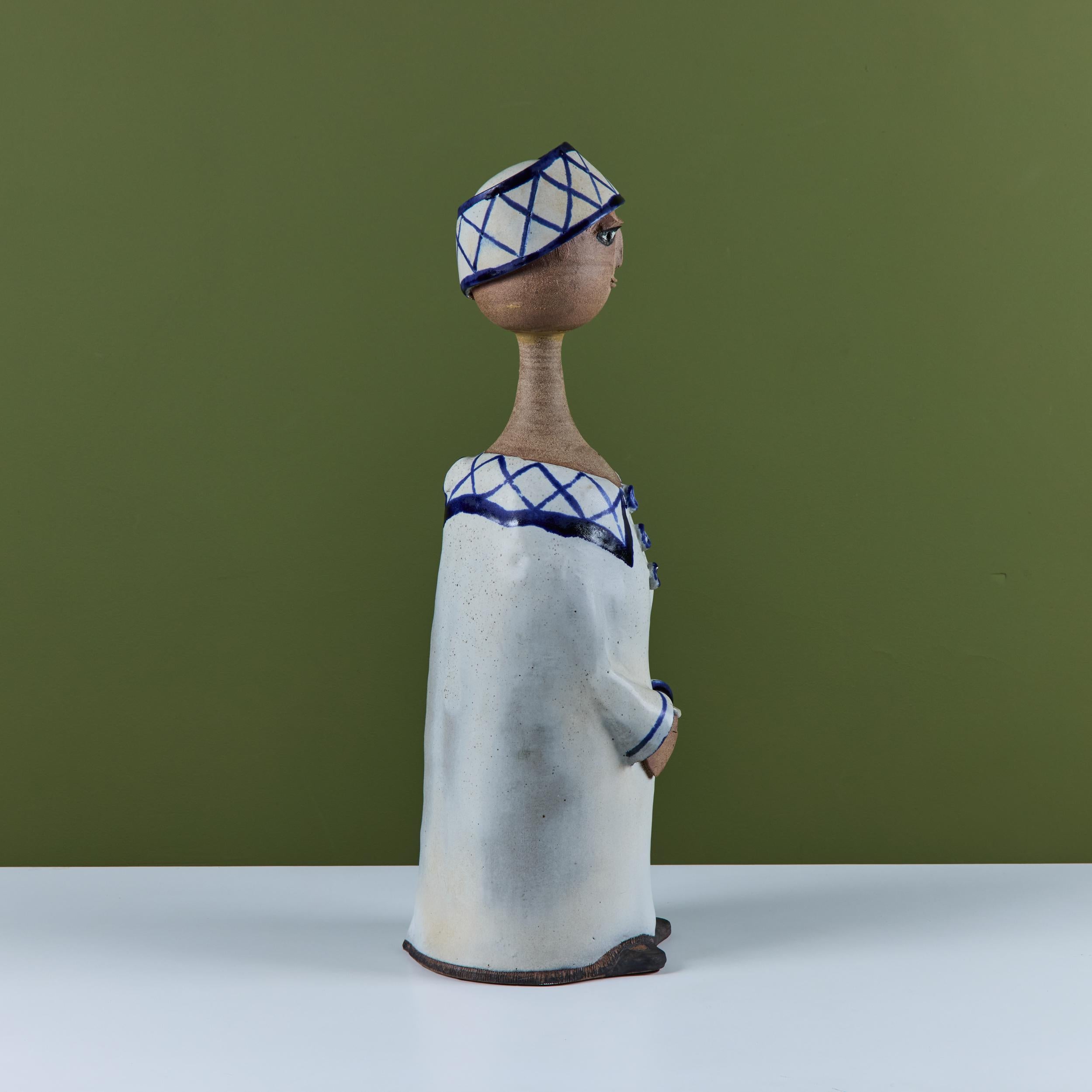 Glazed Lisa Larson Style Ceramic Figure of a Boy For Sale