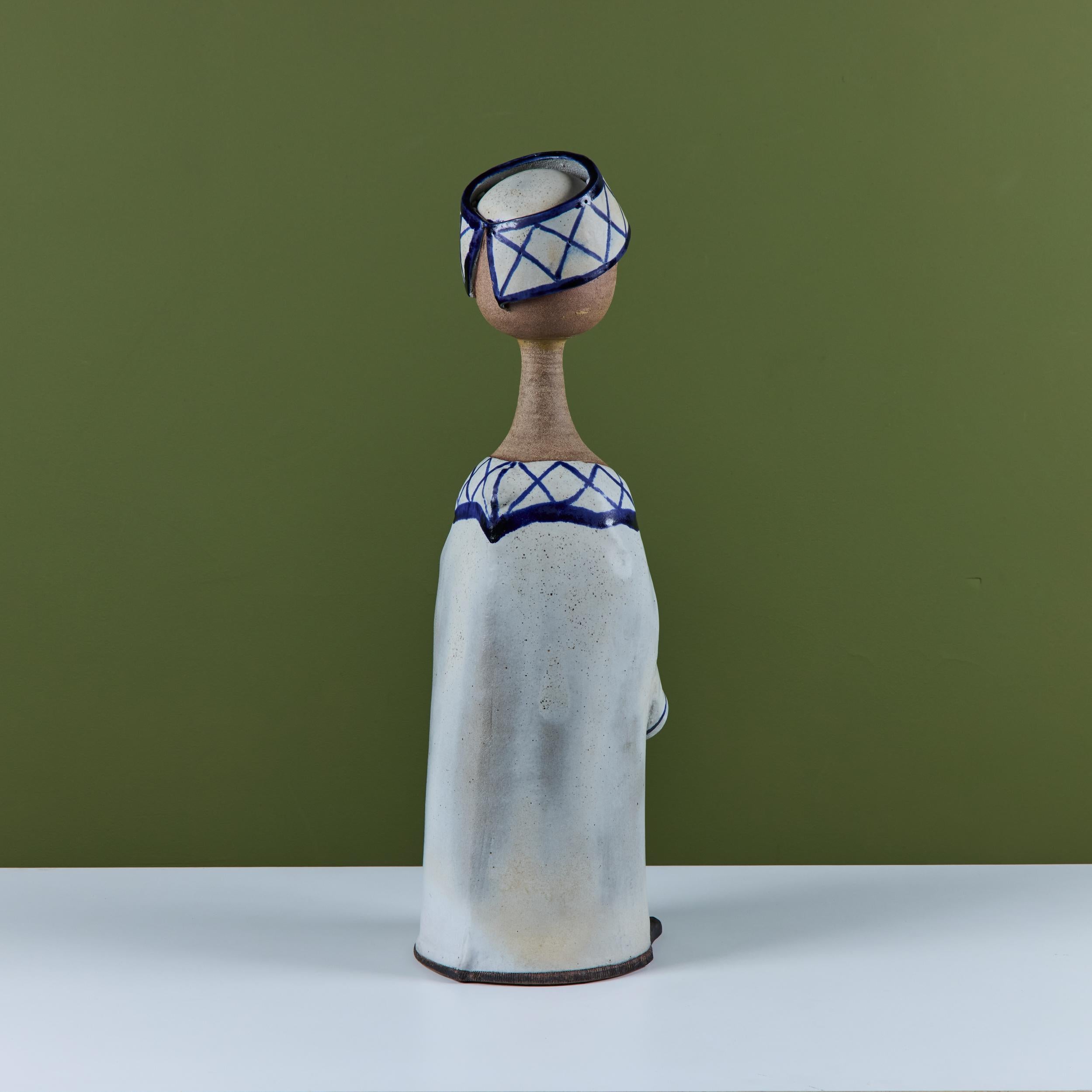 Lisa Larson Style Ceramic Figure of a Boy In Good Condition For Sale In Los Angeles, CA