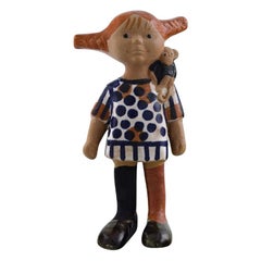 Lisa Larsson, Very Rare Pippi Longstocking Figure, Gustavsberg, 1970s