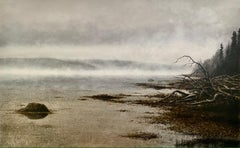 "After the Rain" seascape painting, foggy beach