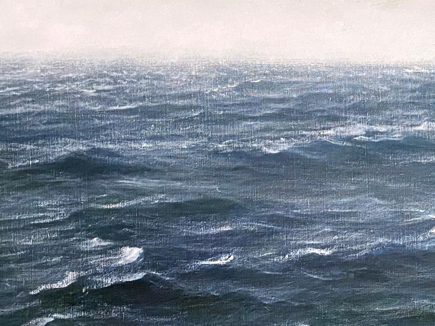 ATLANTIC SWELL 13, dark ocean, waves, stormy, photorealism, water, waterscape - Painting by Lisa Lebofsky
