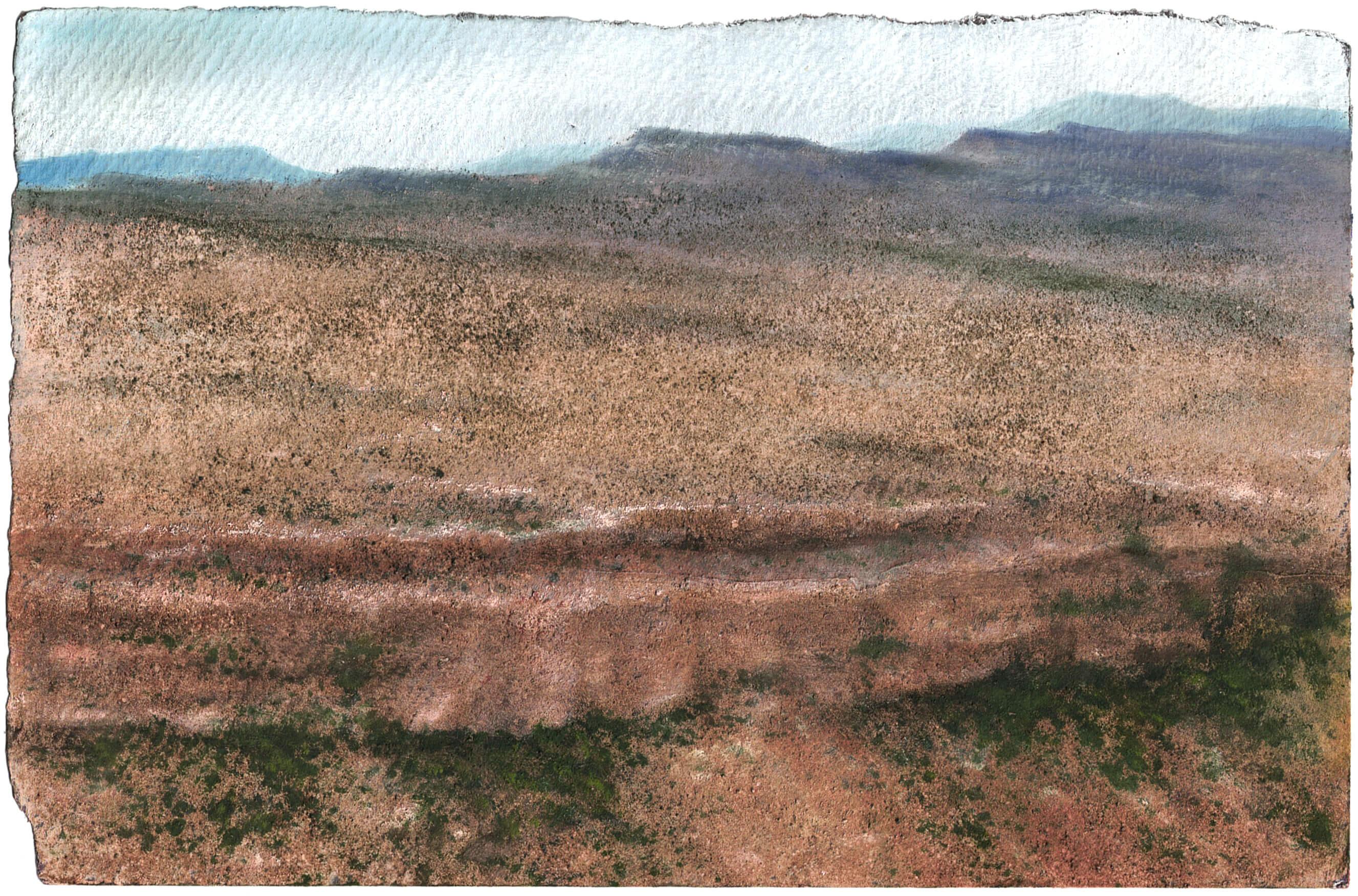 Sawtooths from Above, Original Dirt and Oil Painting