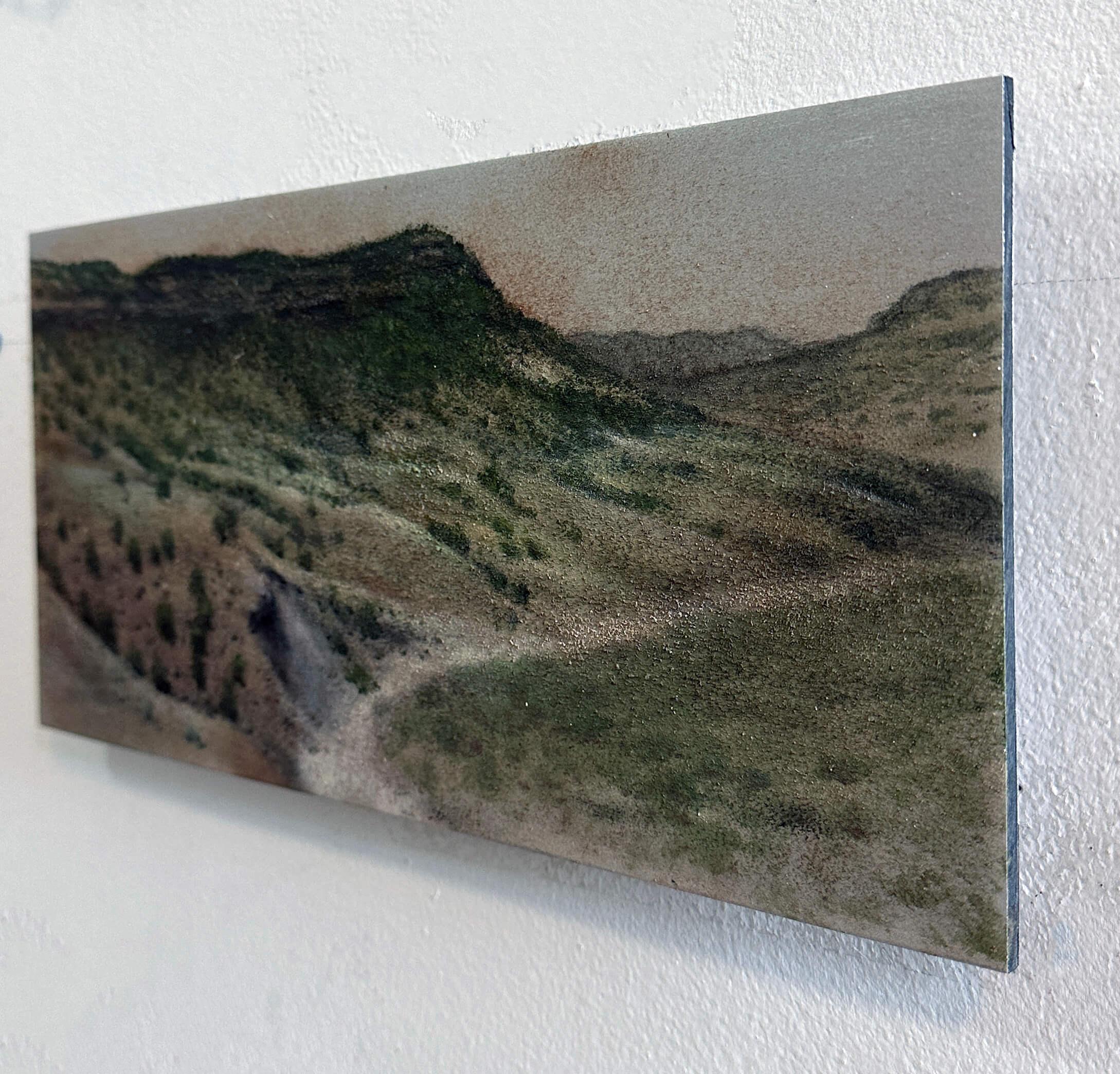 Vista sobre Dry Creek, Pintura al óleo y suciedad original - Landscape Painting Marrón de Lisa Lebofsky