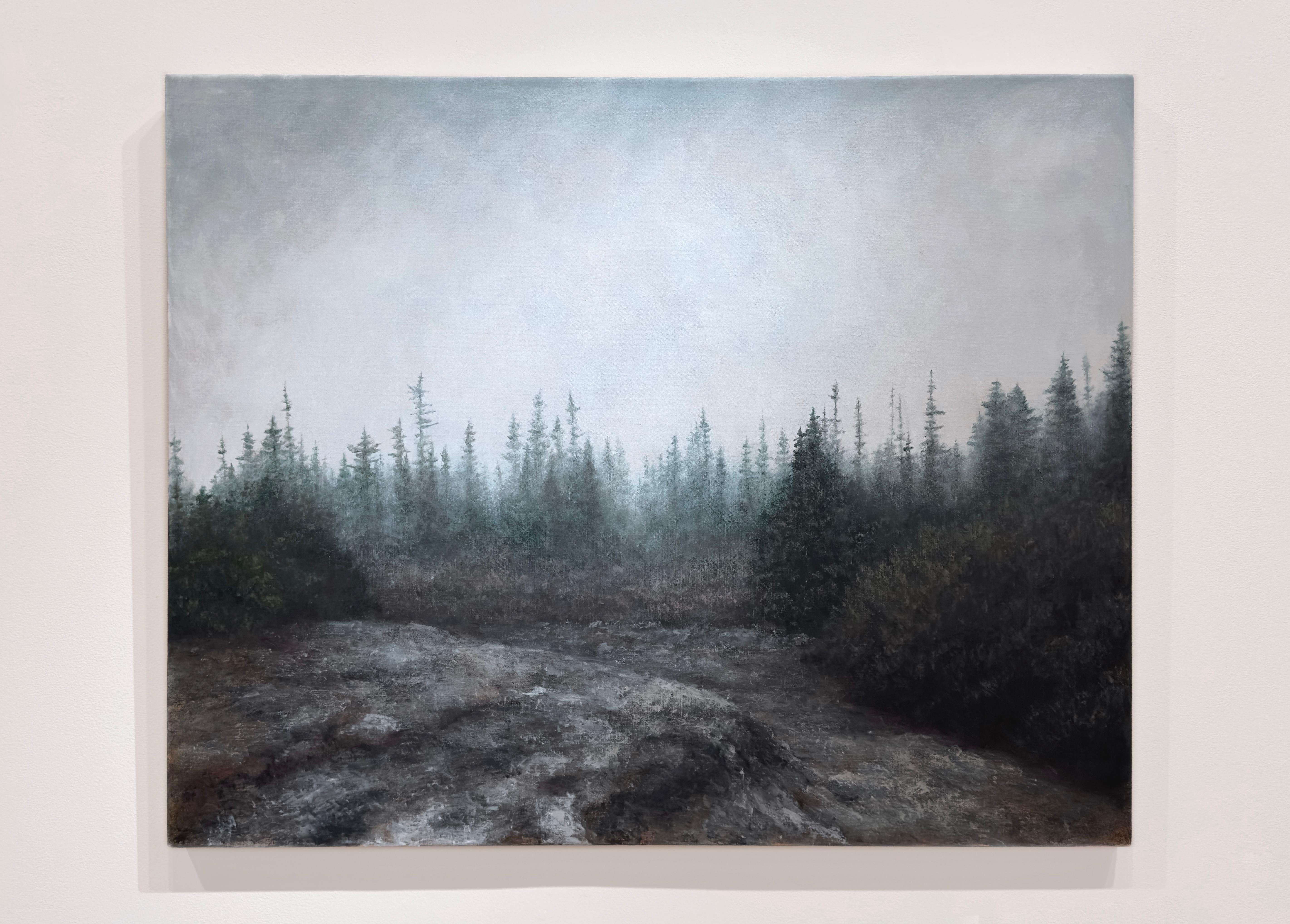 WHEN THE FOG LIFTED - Realism / Dark Landscape / Natural World  - Painting by Lisa Lebofsky